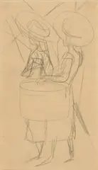August Macke, Mädchen mit Hutschachtel, 1912, Bleistift auf Zeichenpapier