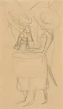 August Macke, Mädchen mit Hutschachtel, 1912, Bleistift auf Zeichenpapier