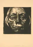 Käthe Kollwitz, Selbstbidnis von vorn, 1922/23, Holzschnitt auf chamoisfarbenem