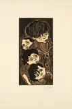 Otto Pankok, Lauschende Kinder, 1947, Farbholzschnitt auf Bütten
