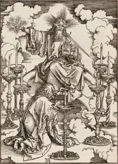 Albrecht Durer, Johannes erblickt die sieben Leuchter, 1511, Holzschnitt auf Papier