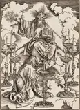 Albrecht Durer, Johannes erblickt die sieben Leuchter, 1511, Holzschnitt auf Papier