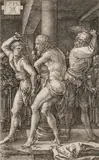Albrecht Durer, Geißelung Christi, 1512, Kupferstich auf Papier