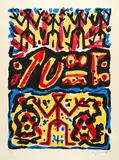 A. R. Penck, Ohne Titel, Farbserigrafie auf leichtem Karton