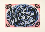 A. R. Penck, Ohne Titel, Farbradierung auf Zerkall (Wasserzeichen)