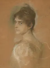 Franz von Lenbach, Porträtstudie Charlotte von Hornstein, der zweiten Frau des Künstlers, 1890, Pastellkreide auf Karton