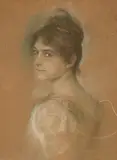 Franz von Lenbach, Porträtstudie Charlotte von Hornstein, der zweiten Frau des Künstlers, 1890, Pastellkreide auf Karton