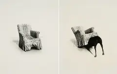 William Wegman, Man Ray mit Sessel, 1971, Jeweils: Gelatinesilberabzug. Auf Karton kaschiert