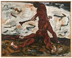 Kain und Abel by Werner Büttner, 1983, Öl auf Leinwand, sold Dec 2025