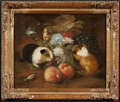 Stillleben mit drei Meerschweinchen und Obst by Franz Werner Tamm, Technik: Öl auf Leinwand, sold May 2026