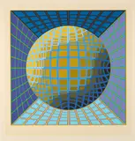 Victor Vasarely, Ohne Titel, Farbserigrafie auf leichtem Karton
