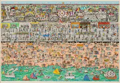 James Rizzi, On the Boardwalk, 1985, 3D-Farbserigrafie auf leichtem Karton
