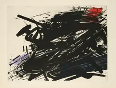 Ohne Titel by K.R.H. Sonderborg, 1958, Farbradierung auf BFK RIVES (Wasserzeichen), sold Oct 2025
