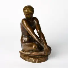 Fritz Klimsch, Kleine Freundin, Um 1920 (Entwurf), Bronze, goldbraun patiniert