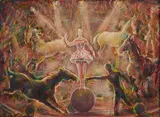 Lorenz Bösken, Ohne Titel (Zirkus), Öl auf Spanplatte