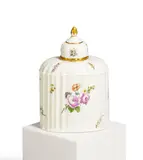 Meissen, Balusterförmige Teedose mit Blumendekor, Um 1750, Porzellan, farbig staffiert, gold dekoriert