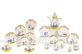 Kaffeeservice Dekor '1001 Nacht' für sechs Personen by Meissen, Porzellan, farbig staffiert, gold dekoriert, sold May 2025