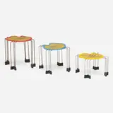 Triple Play nesting tables, set of three by Gaetano Pesce, c. 1995, resin, steel, rubber, sold Feb 2022