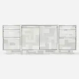 Cityscape cabinet from the PE 200 series by Paul Evans, c. 1975, chrome-plated steel, wood, sold Feb 2022