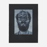 Chuck Close, Self-Portrait/Spitbite (White on Black), 1997, spitbite aquatint in colors