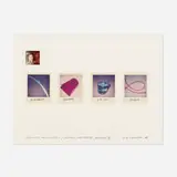 Blasted Allegories (Colorful Sentence): Announce by John Baldessari, 1978, four color Polaroids and one color photograph mounted to board with handwritten text by artist, sold Feb 2022