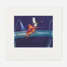 Deep Purple Car Crash by Carlos Almaraz, 1986, etching in colors, sold Feb 2022