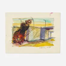 Untitled (Car Crash) by Carlos Almaraz, 1980, oil, graphite, watercolor on paper, sold Feb 2022