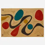 Turquoise tapestry by Alexander Calder, 1975, hand-woven maguey fiber, sold Feb 2022