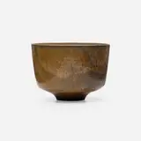 Gertrud and Otto Natzler, Cylindrical bowl, 1964, earthenware with Burnt Apricot Reduction Fired glaze