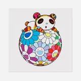 Takashi Murakami, Atop a Ball of Flowers, a Panda Cub Sleeps Soundly, 2020, screenprint in colors