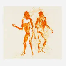 Eric Fischl, Two Girls Dancing for L.R., 2011, lithograph in colors