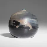 Closed Form (with rattle) by Toshiko Takaezu, c. 1998, glazed porcelain, sold Oct 2024
