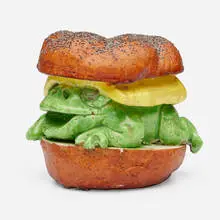 Frog Sandwich (from the Frog Food series) by David Gilhooly, 1976, glazed earthenware, sold Oct 2024