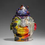 Michael Lucero, Anthropomorphic Jug Head (from the New World series), 1994, glazed and hand-painted earthenware