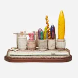 Richard Notkin, Universal Trooths, 1974, glazed earthenware, stained wood