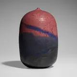 Closed Form (with rattle) by Toshiko Takaezu, c. 1993, glazed porcelain, sold Oct 2024
