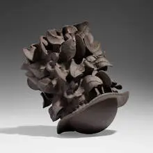 Wildflower 2 by Paul S. Briggs, c. 2022, bisque-fired black stoneware, sold Oct 2024