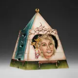Patti Warashina, Mother Goosed (from the Stacked Pyramid series), 1975, low-fire clay, underglaze, glaze