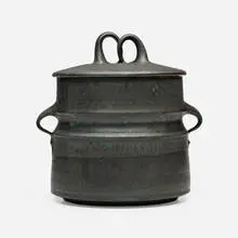 Covered Jar by Robert Turner, c. 1967, glazed and reduction-fired stoneware, sold Oct 2024