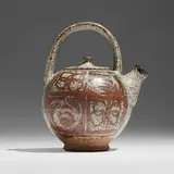 Early teapot by Peter Voulkos, c. 1955, glazed stoneware, sold Oct 2024