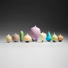 Collection of nine Feelies by Rose and Erni Cabat, 1970-90, glazed porcelain, sold Oct 2024