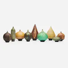 Collection of nine Feelies by Rose and Erni Cabat, 1970-90, glazed porcelain, sold Oct 2024
