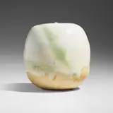 Closed Form (with rattle) by Toshiko Takaezu, c. 1978, glazed porcelain, sold Oct 2024