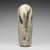 Large Closed Form (with rattle) by Toshiko Takaezu, c. 1988, glazed stoneware, sold Oct 2024