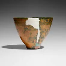 Curtain Gap by Wayne Higby, c. 1980, glazed and raku-fired earthenware, sold Oct 2024