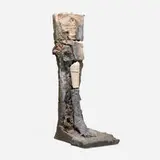 Stephen De Staebler, Dark Stele with Orange Shin, 1990, glazed stoneware, glazed porcelain