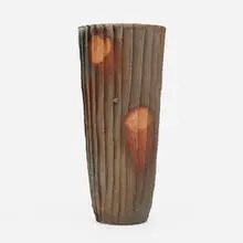 Paul Chaleff, Striated Vase Form, c. 1990, wood-fired stoneware