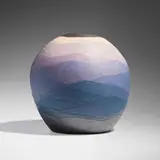 Miyashita Zenji, Flower vase, c. 1999, stoneware with applied bands of colored clays