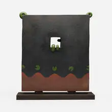 Hiroaki Morino, Untitled, c. 1990, glazed stoneware, painted wood