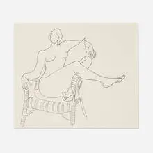 Seated Nude by Sally Michel Avery, flobrush on paper, sold Sep 2024